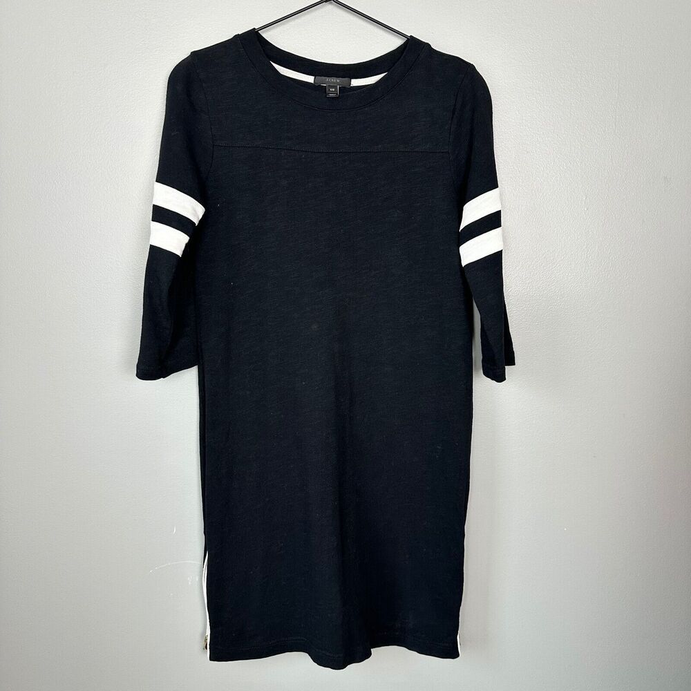 J. Crew Varsity Side Zip Casual Dress Black Womens Size XXS